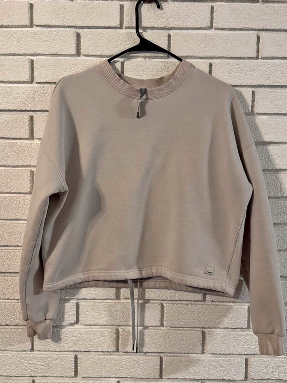 Vuori Neutral Cropped Crewneck Sweatshirt - Beige